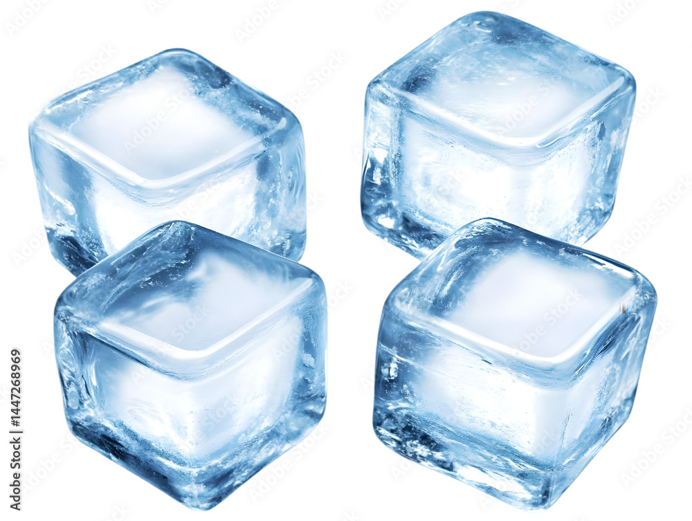 Realistic Transparent Ice Cubes Isolated Background Image Realistic Transparent Ice Cubes Isolated Background Image