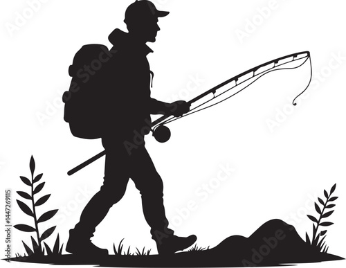 Men and Dogs Fishing – Silhouette 