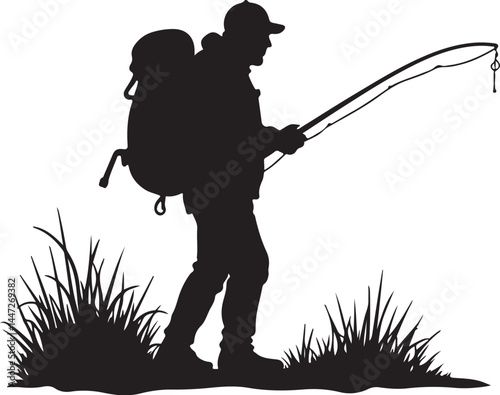 Men and Dogs Fishing – Silhouette 