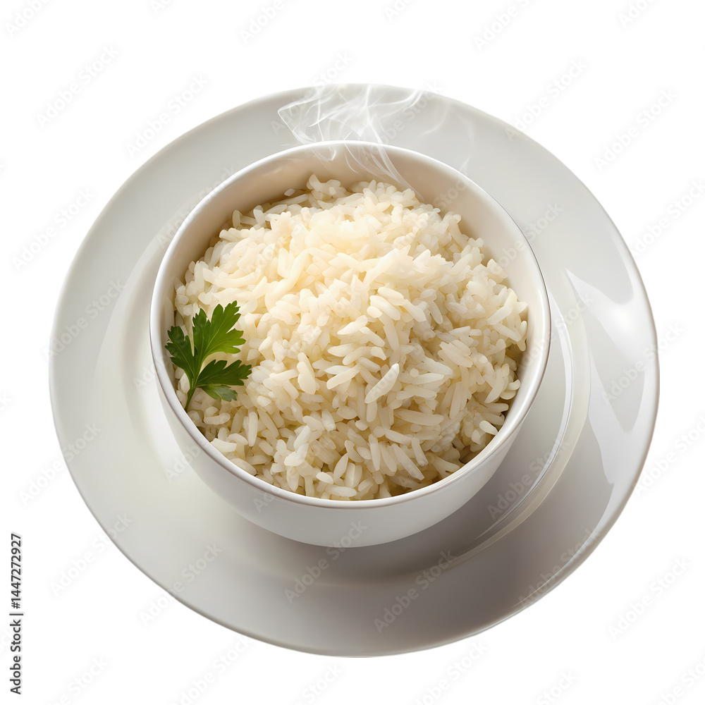 Fluffy White Rice in a Bowl isolated on transparent background Fluffy White Rice in a Bowl isolated on transparent background