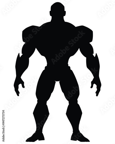 Silhouette of a humanoid robot standing in a powerful pose