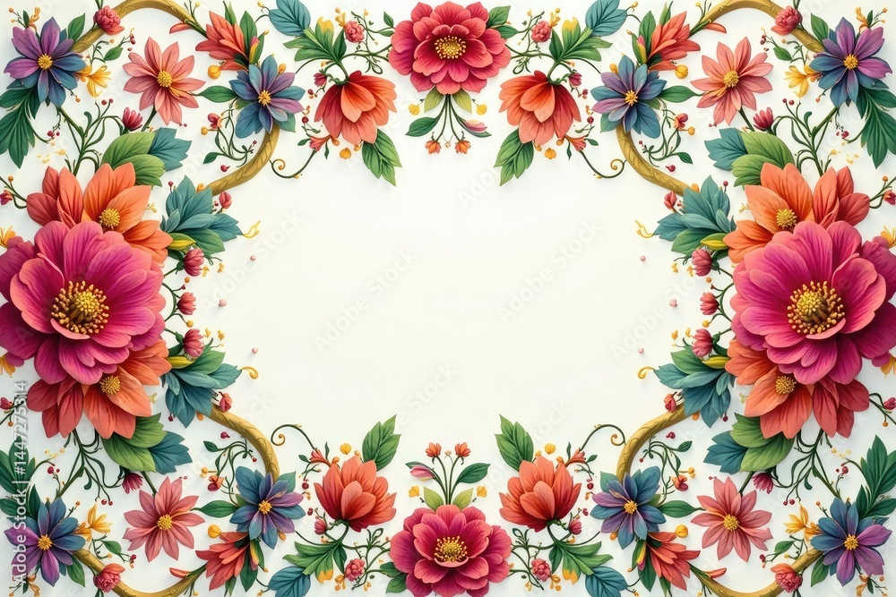 Obraz premium Interlocking floral motifs creating a rhythmic design, seamless, subtle