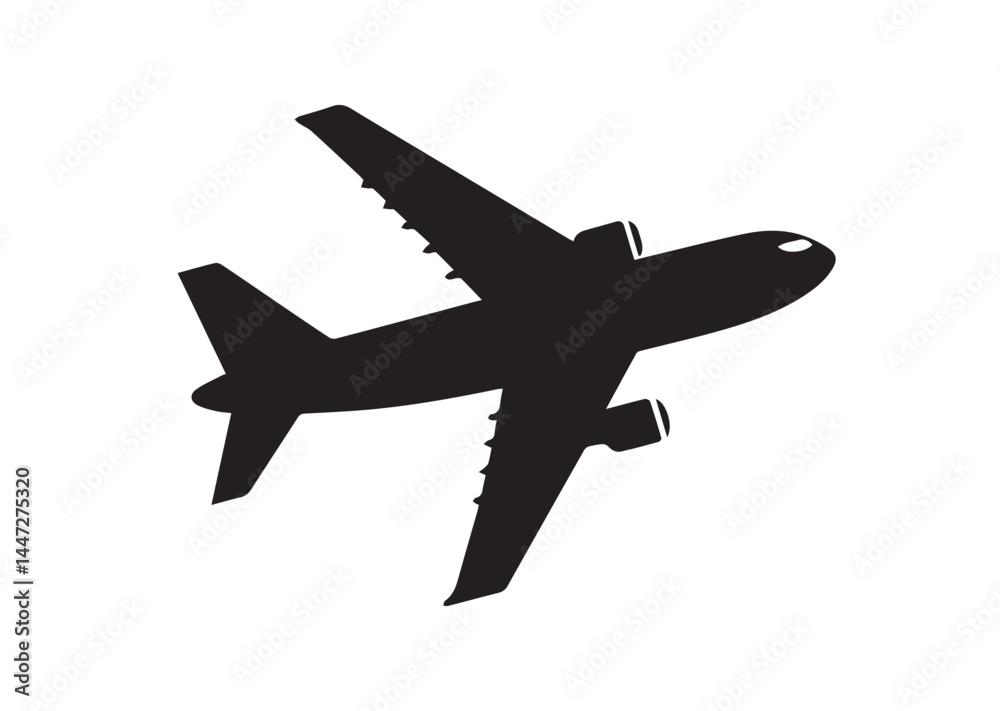 Airplane silhouette Vector isolated on white background Airplane silhouette Vector isolated on white background