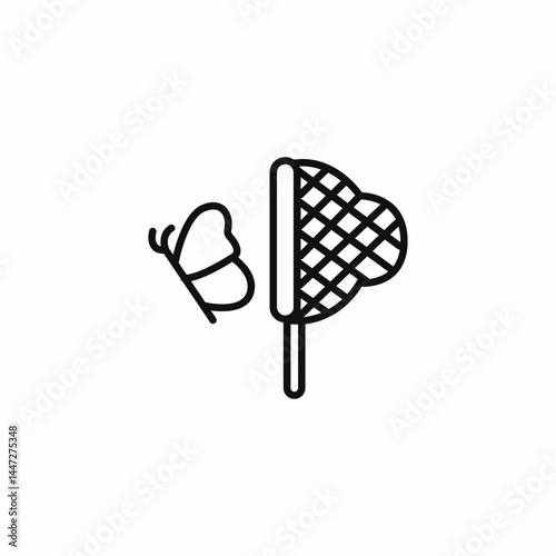 butterfly and net icon sign vector