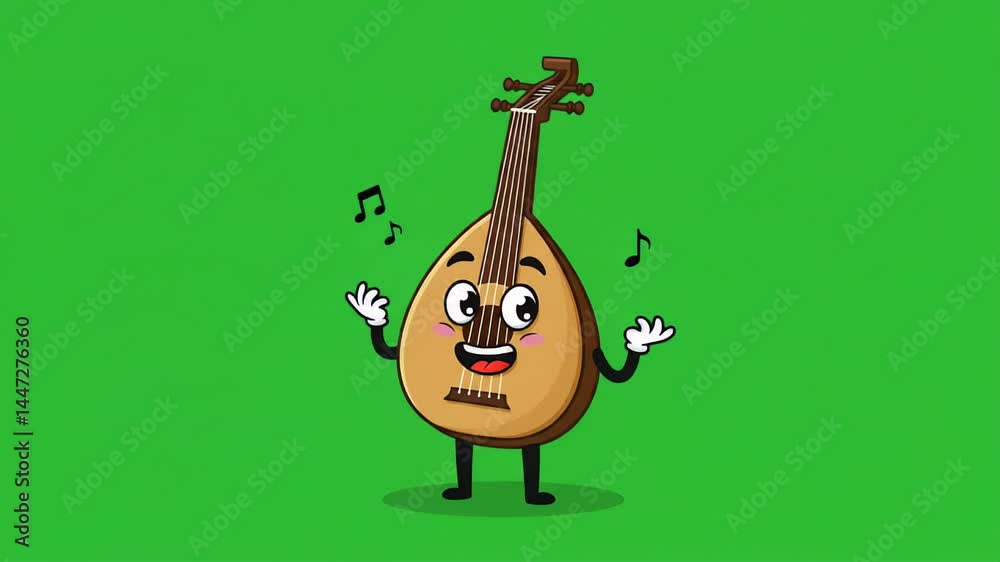 Cartoon oud character playing music illustration