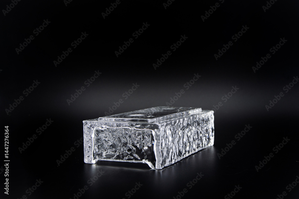 Modern Glass Blocks Isolated on Black Background for Stylish Wall Construction and Interior Design Modern Glass Blocks Isolated on Black Background for Stylish Wall Construction and Interior Design
