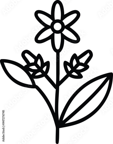 Medicinal Herbs Vector Icons – Thin Line Set of Healing Plants for Wellness, Health, and Herbal Remedies