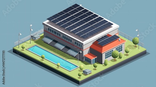 Solar station model isometric image vector image