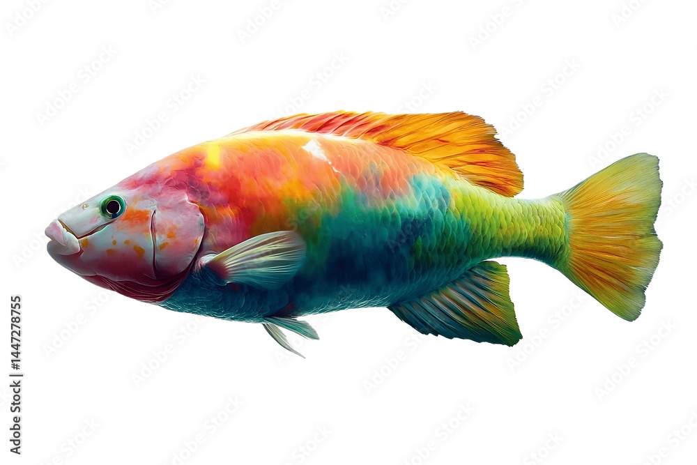 Fototapeta premium Parrotfish displaying bright and bold colors