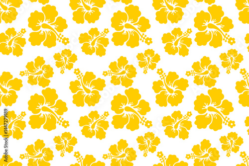 tropical hibiscus flower seamless pattern for summer fashion, beach prints, and hawaiian designs. hand drawn illustration perfect for textile, fabric, and print design.