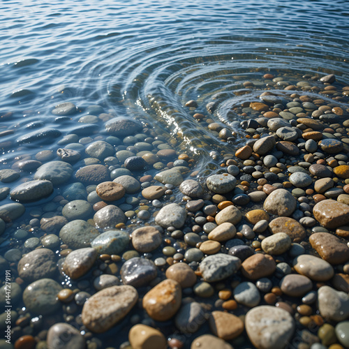 Arc crookedness of the pebbles on crystal clear river