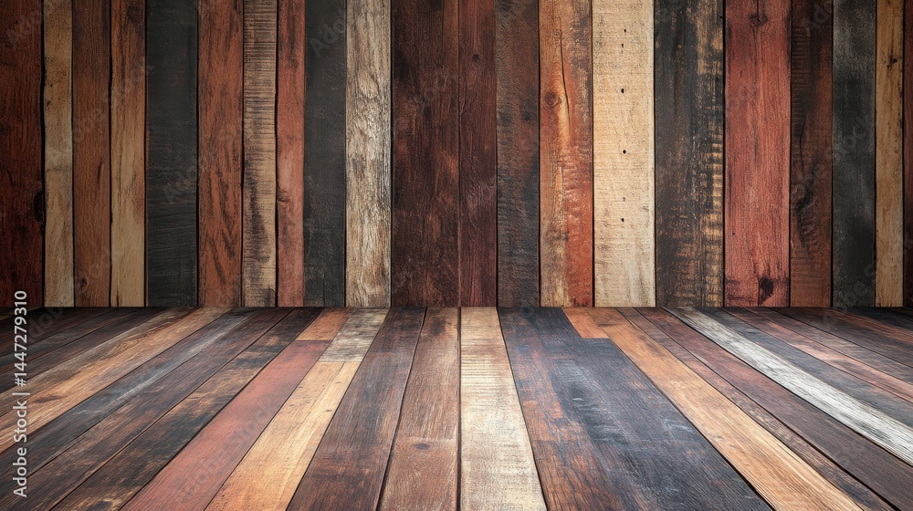 Naklejka premium Rustic Wooden Room Interior with Varied Brown and Beige Tones