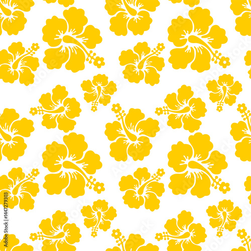 tropical hibiscus flower seamless pattern for summer fashion, beach prints, and hawaiian designs. hand drawn illustration perfect for textile, fabric, and print design.