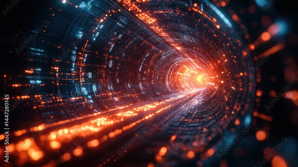 Obraz premium Digital Tunnel: A Journey Through Cyberspace