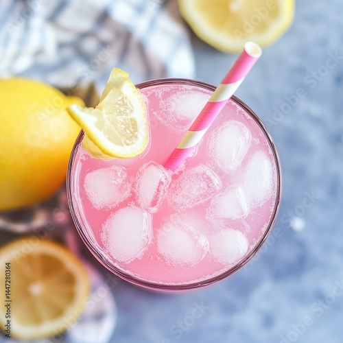 Refreshing pink lemonade in a glass (2)