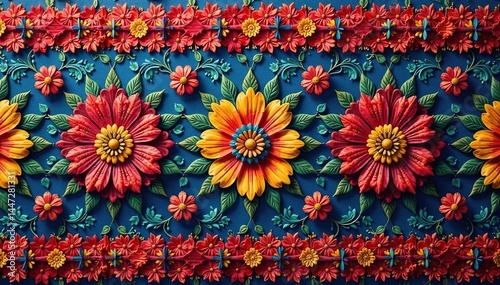 Intricate floral textile design, repeating motif, vector, abstract, texture