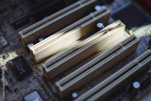 close up of a computer motherboard