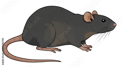 Detailed Illustration of a Black Rat, Generated by AI