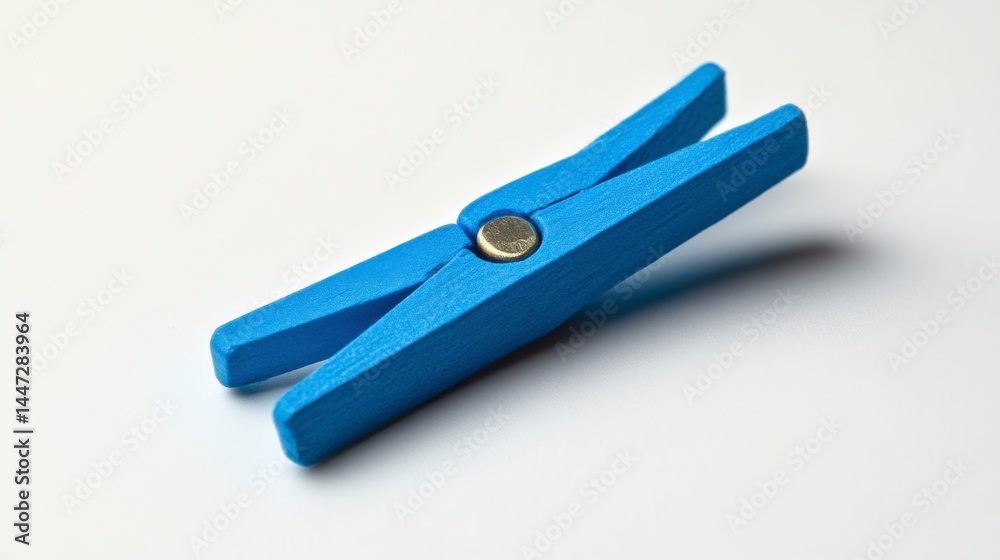 Small Light Blue Wooden Clothespin on White Background Small Light Blue Wooden Clothespin on White Background