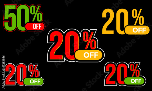 Editable Sale offer modern style stickers, labels for Discount, ؑsale vector ,Special offer discount label، sale percentage. 20 30 50 60 off with transparent background ,sale offer, Special Offer