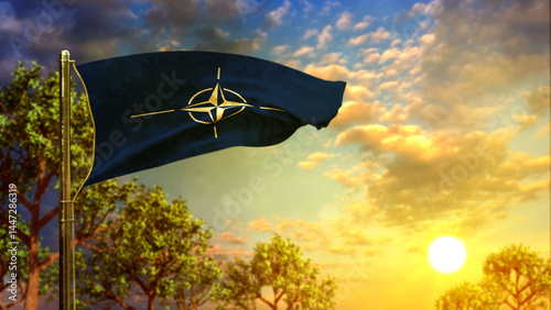 waving flag of  at sundown for anthem day - abstract 3D rendering