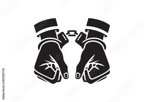 Handcuffed icon silhouette Vector isolated on white background