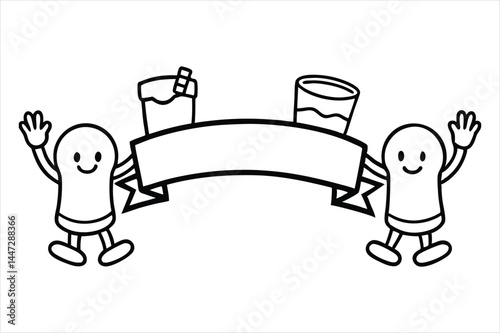 cute cartoon hands raising colorful drinks coloring page