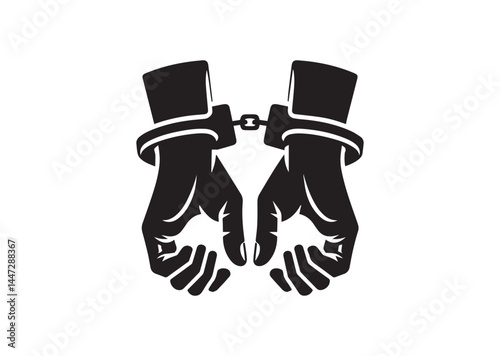 Handcuffed icon silhouette Vector isolated on white background