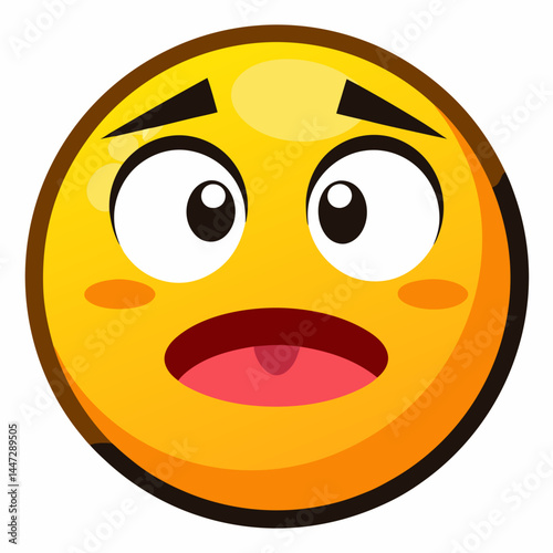 Surprised emoticon expressing awe in bright colors  