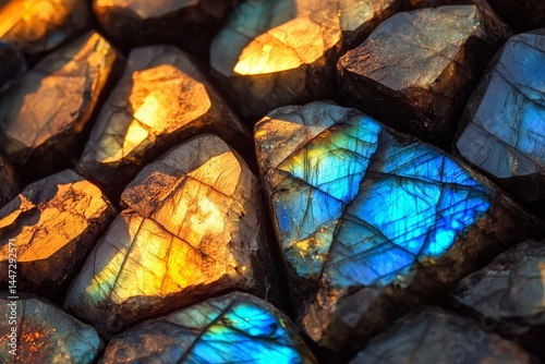 Close-up view of vibrant, multicolored lapidary specimens.