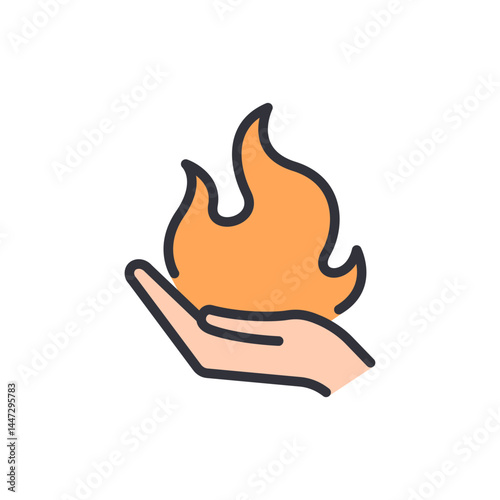 Magic fire colored icons, minimalist vector illustration ,simple transparent graphic element .Isolated on white background