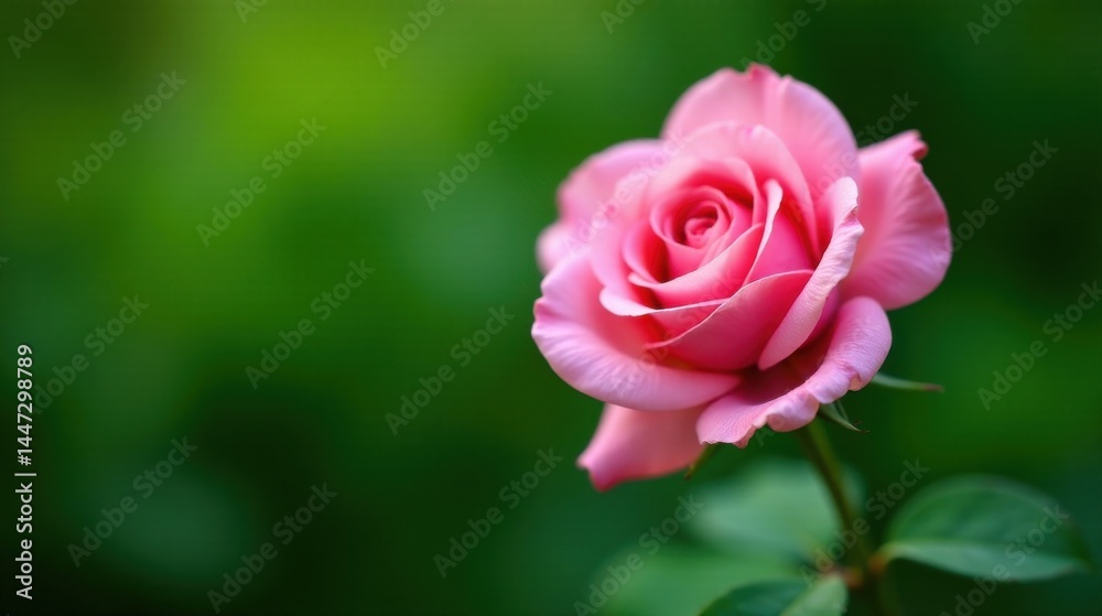 A Delicate Pink Rose in a Lush Green Garden, a Symbol of Beauty and Elegance A Delicate Pink Rose in a Lush Green Garden, a Symbol of Beauty and Elegance
