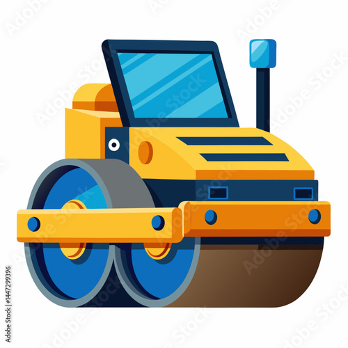 Cartoon asphalt roller in vibrant colors  