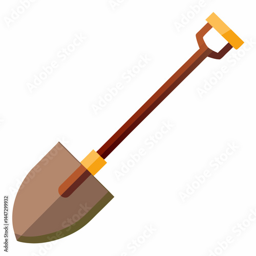 Shovel illustration in flat style with earthy colors  