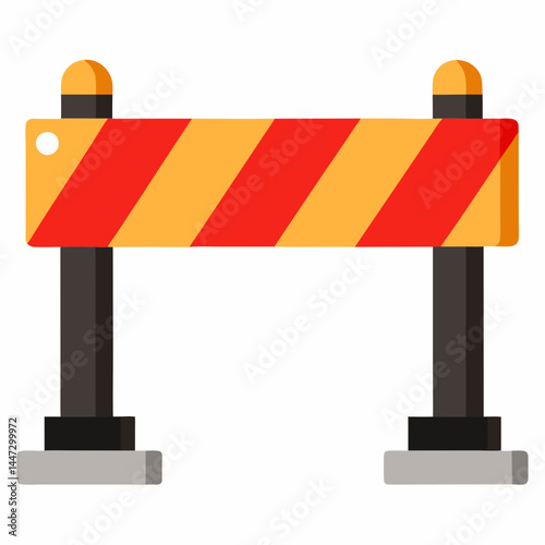 Traffic Barrier Design in Flat Style with Warning Colors  
