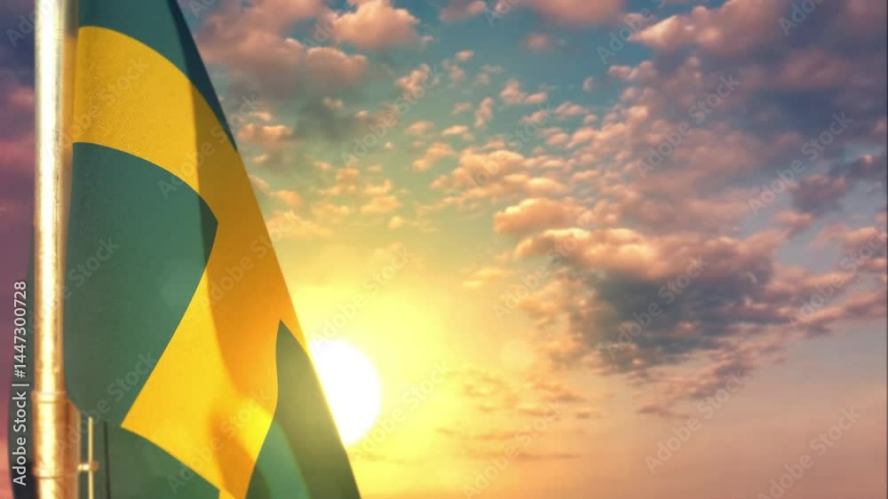 Sweden waving flag on nice sunset backdrop