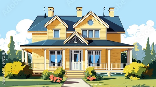 Yellow private house vector image