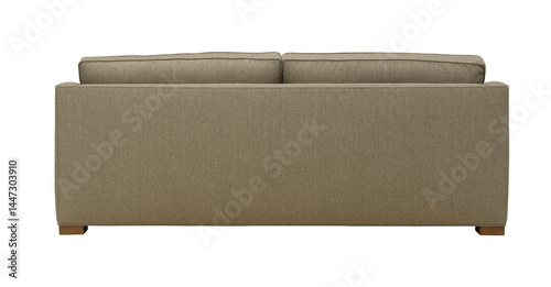 Back view of modern two seater sofa with beige upholstery + clipping path. Furniture Collection. Please see some similar pictures from my portfolio.