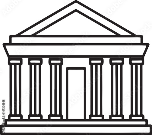 ancient greek column line art, black outline, vector and illustration, coloring book page line art drawing