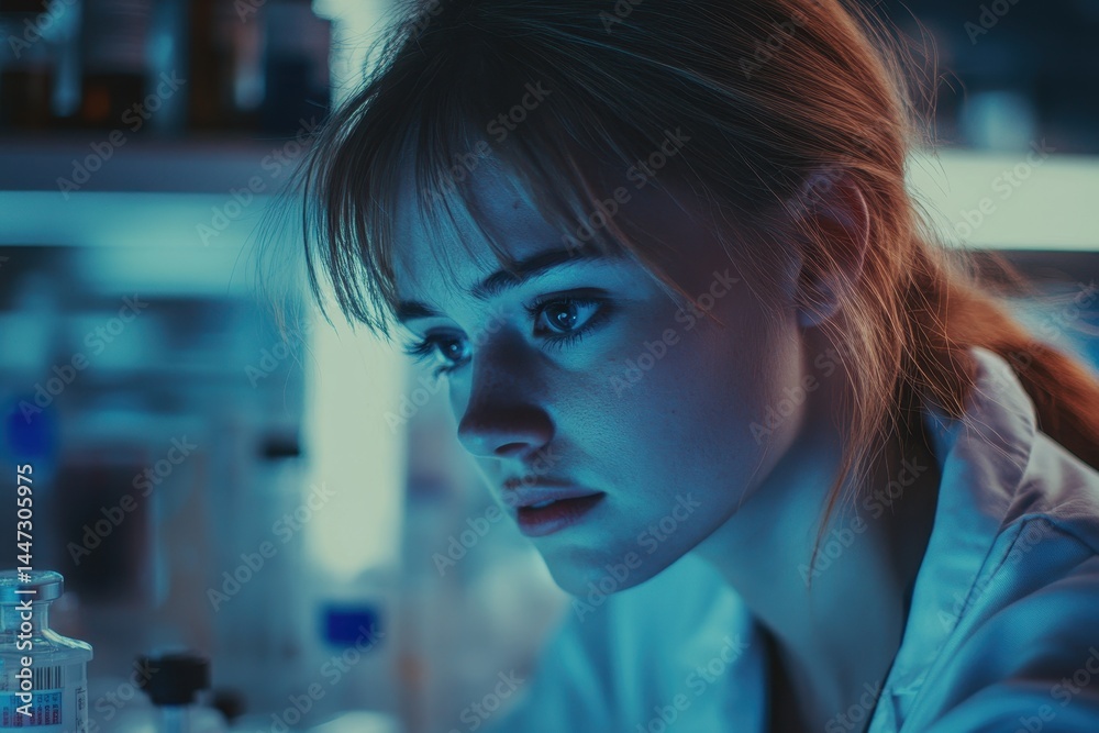 Fototapeta premium Lab Tech: Young Female Scientist Conducts Protein Assay in Pharmaceutical Laboratory