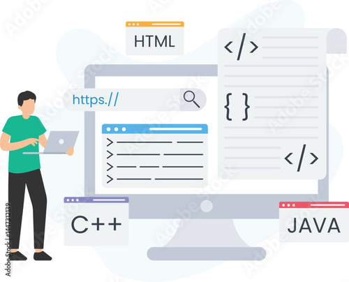 Markup languages or HTML, styling languages or CSS, scripting languages or JavaScript, server-side languages or PHP, Python, and Ruby, front-end frameworks or React, Angular, and Vue.js, back-end tech