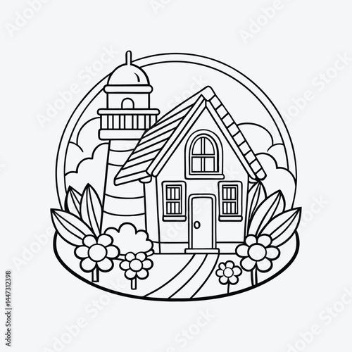 black and white elegant illustration of a vintage