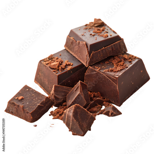 Delicious Dark Chocolate Squares HighResolution Image isolated on transparent background