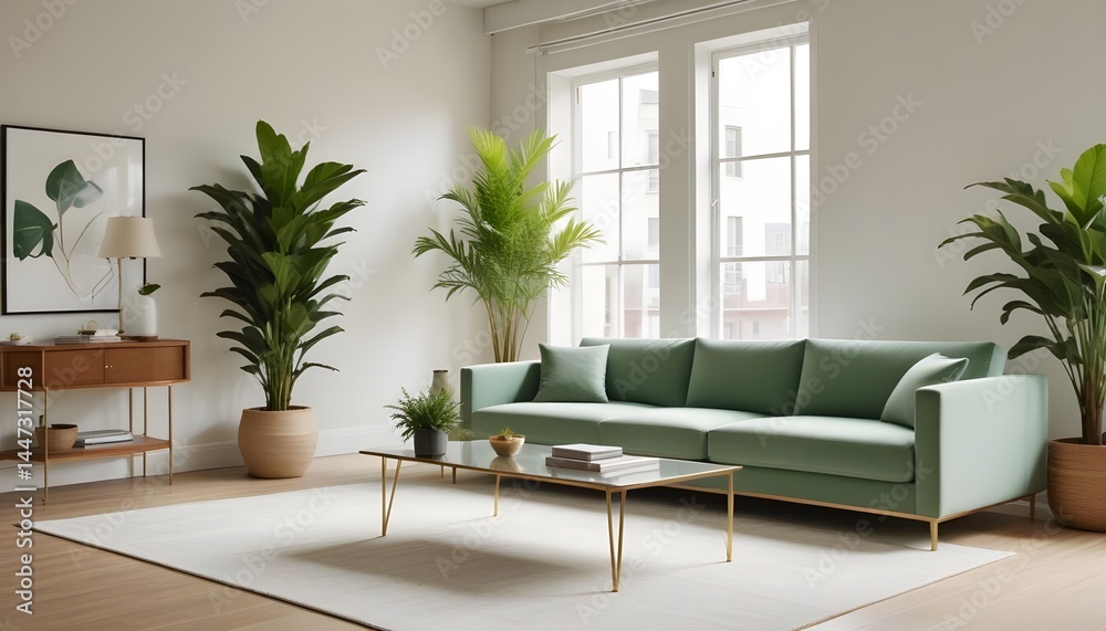 Naklejka premium Photo interior modern design room 3d illustration