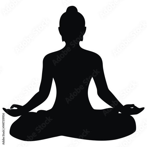 Silhouette of a person in a meditation pose, sitting in lotus position
