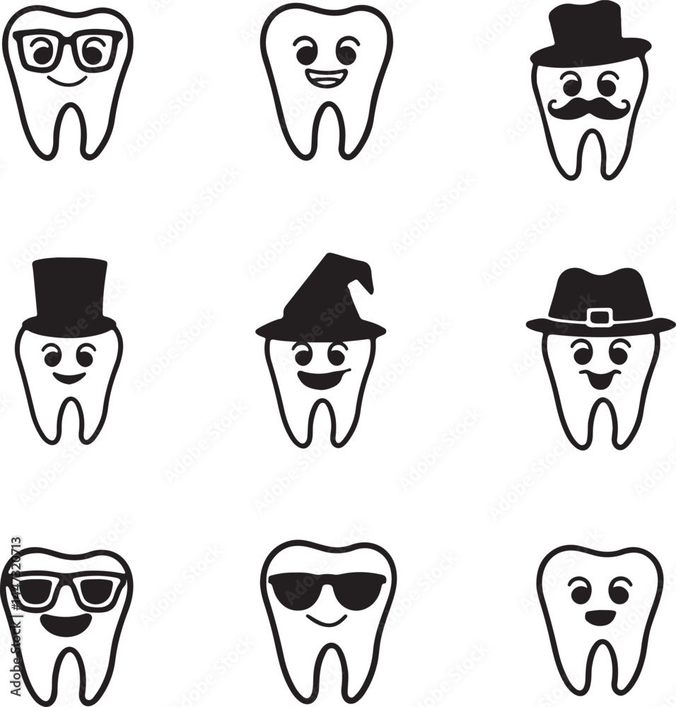 Obraz premium Human teeth icon set illustration includes editable vector graphics for dentistry tooth education oral structure and healthcare infographic content.