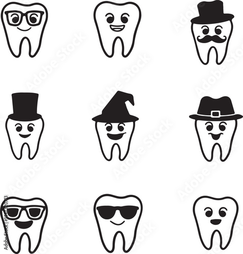 Human teeth icon set illustration includes editable vector graphics for dentistry tooth education oral structure and healthcare infographic content.