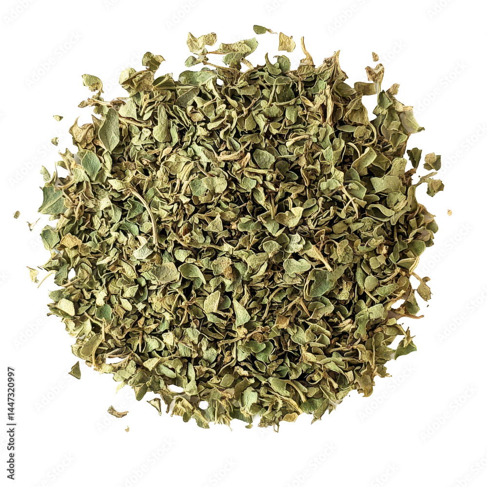 Dried oregano leaves ready for culinary use in various recipes and dishes in a kitchen setting Dried oregano leaves ready for culinary use in various recipes and dishes in a kitchen setting