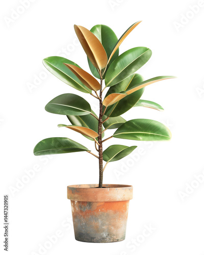 Ficus houseplant in clay pot