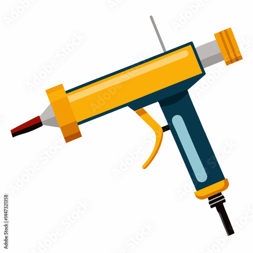 Caulking gun tool in vibrant colors on a white background  